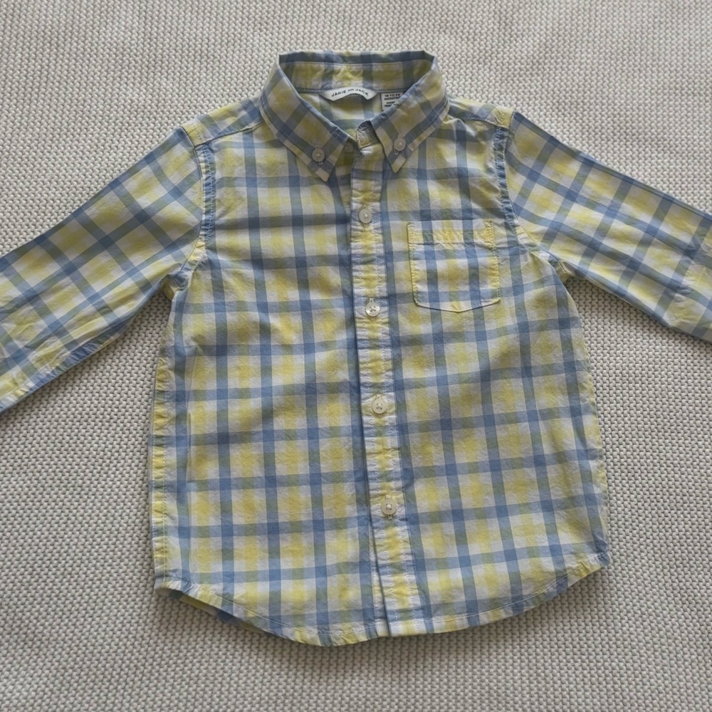 Janie and Jack Yellow and Blue Plaid Shirt